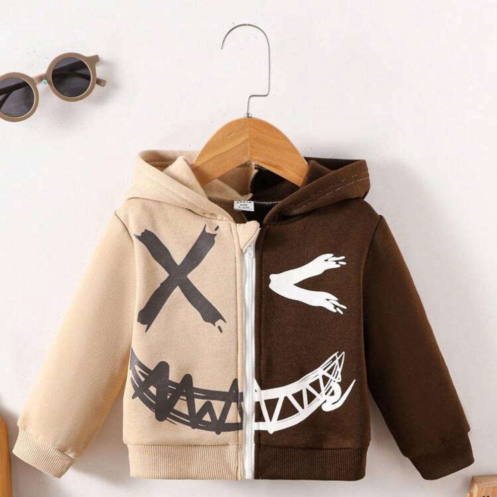Baby boy graphic two tone hoodie